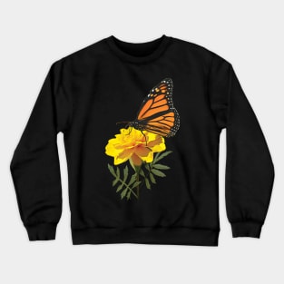 Marigolds - Monarch Butterfly on Marigold Crewneck Sweatshirt